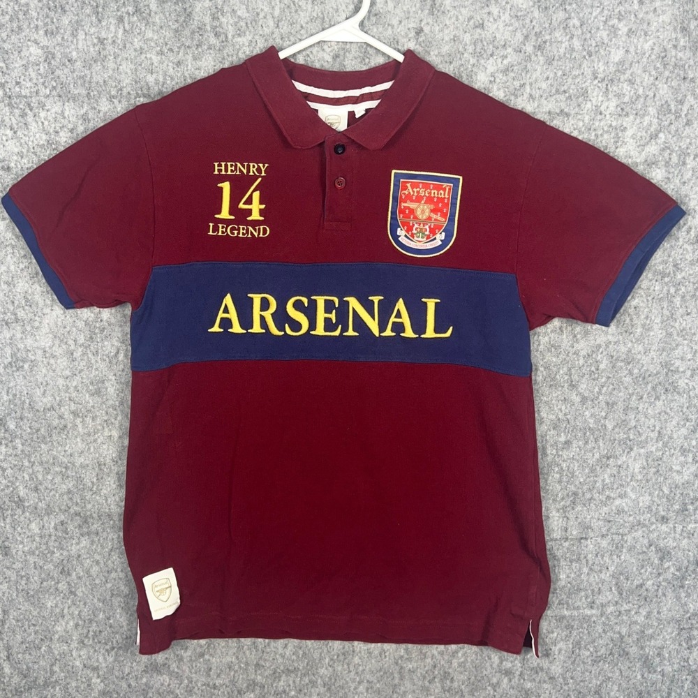 Arsenal Heritage Thierry Henry 14 Legend Polo Shirt Maroon Mens Large ND4436